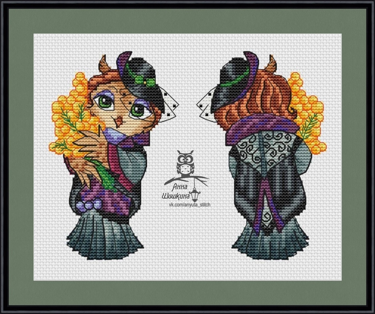 Lady Owl Cross Stitch Pattern фото 2