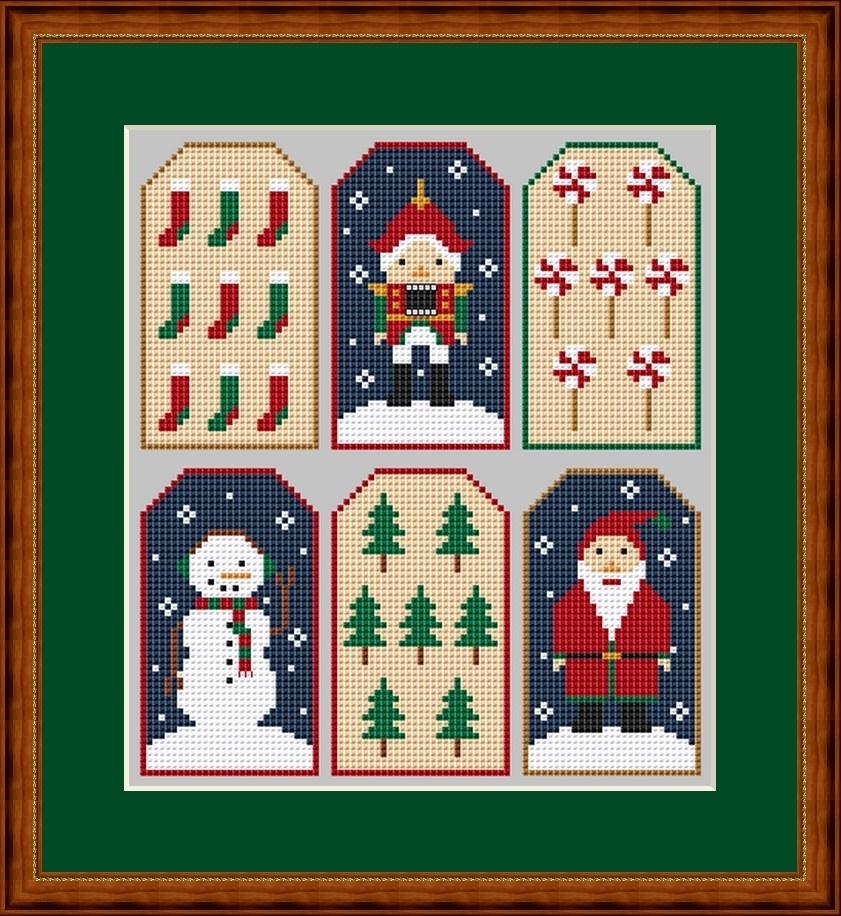 Christmas Tags Set Cross Stitch Chart фото 1