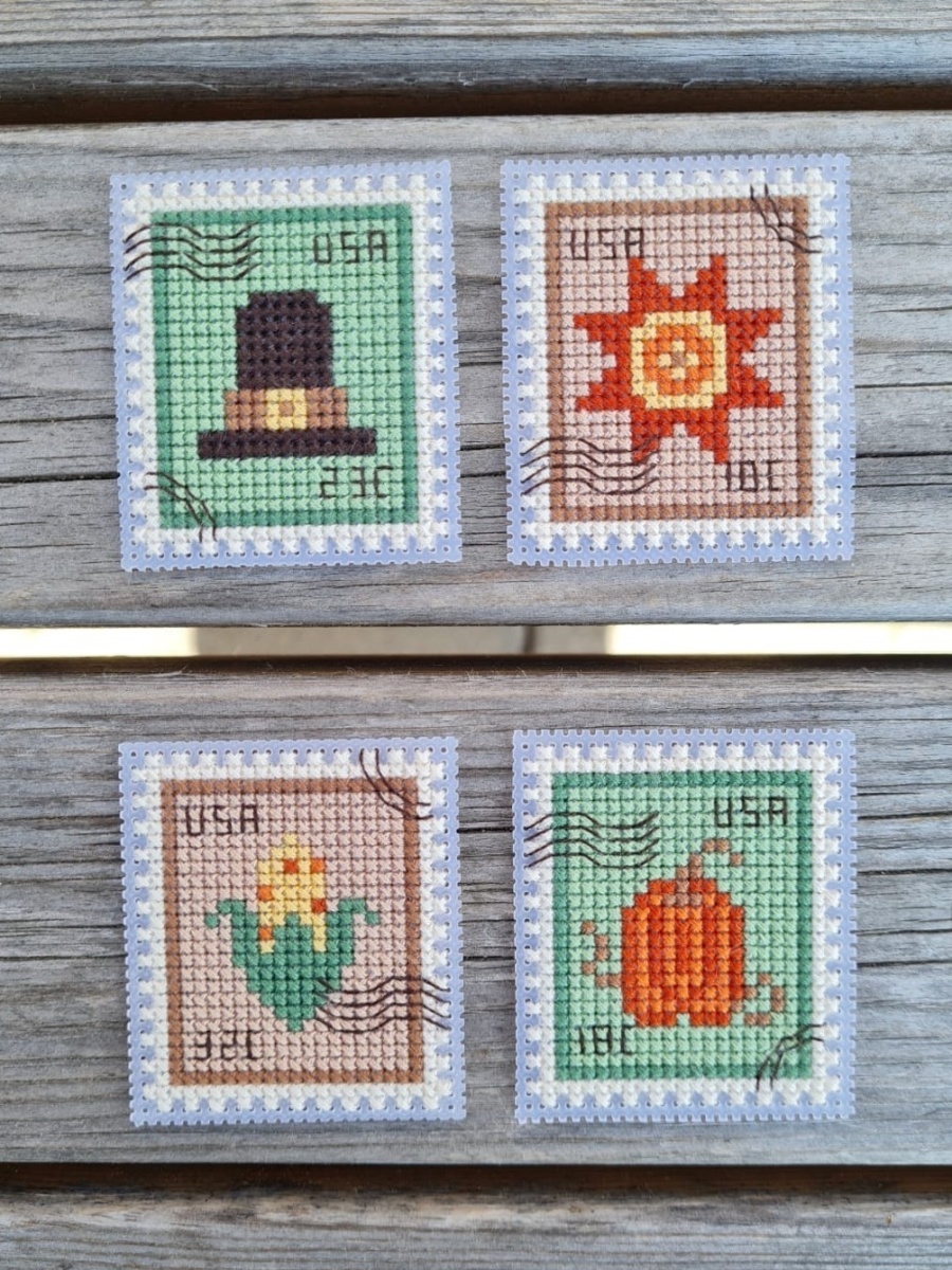 Thanksgiving Postage Stamps Cross Stitch Pattern фото 1