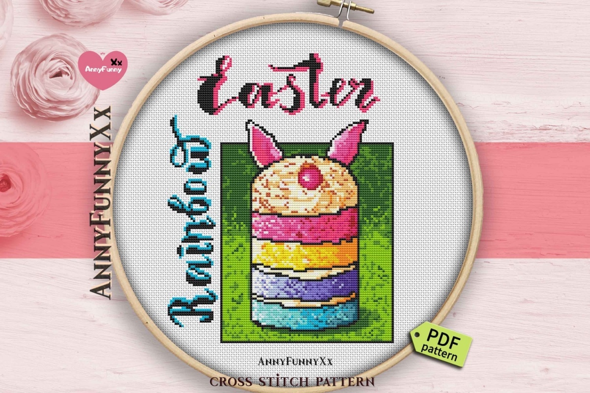 Rainbow Easter Cupcake Cross Stitch Pattern фото 2