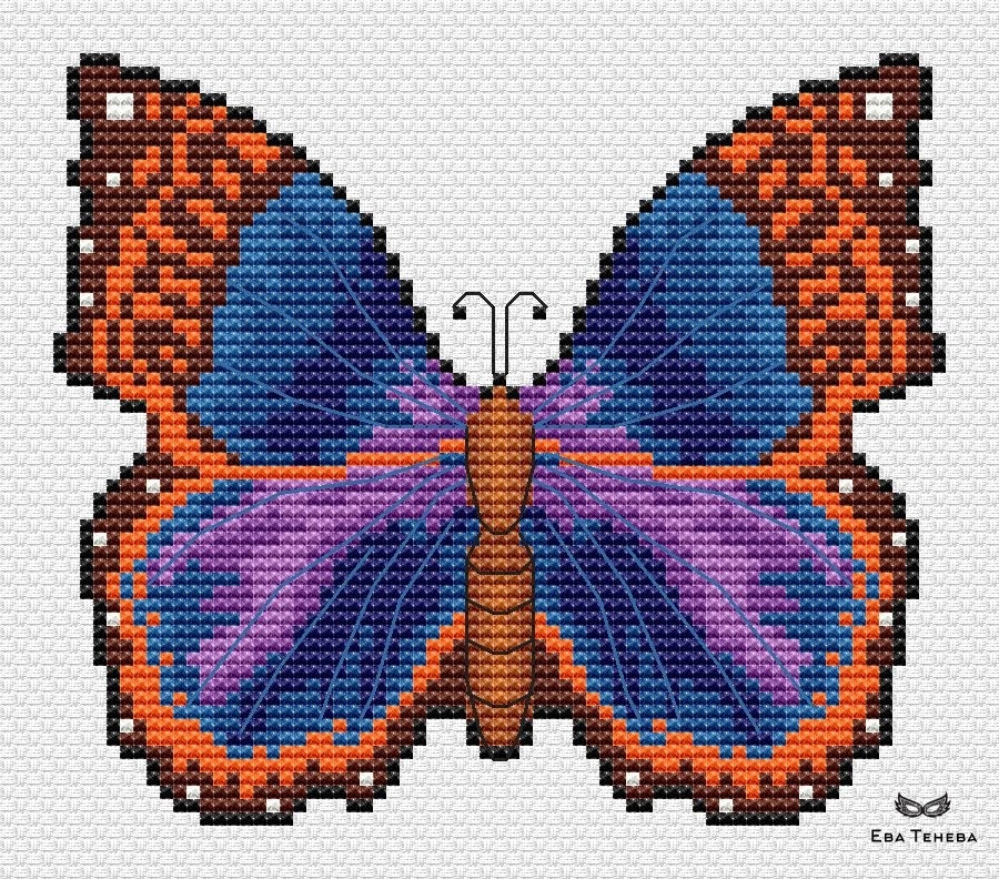 Sunset Butterfly Cross Stitch Pattern фото 1