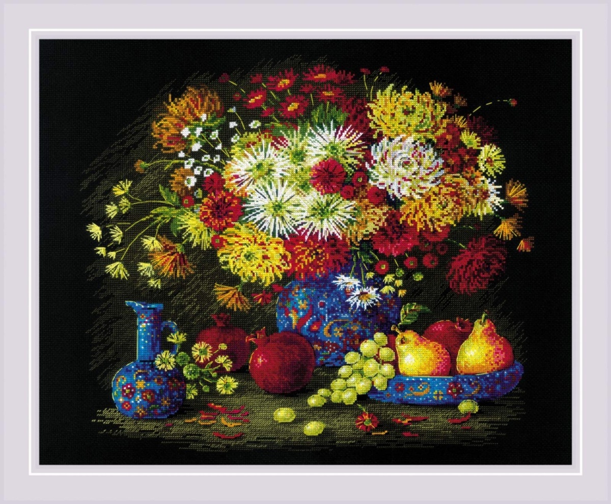 Still Life with Chrysanthemums Cross Stitch Kit фото 1