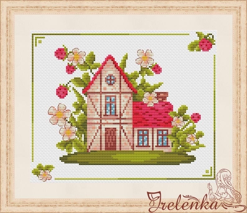 Primitive Houses 1-3 Cross Stitch Pattern фото 2