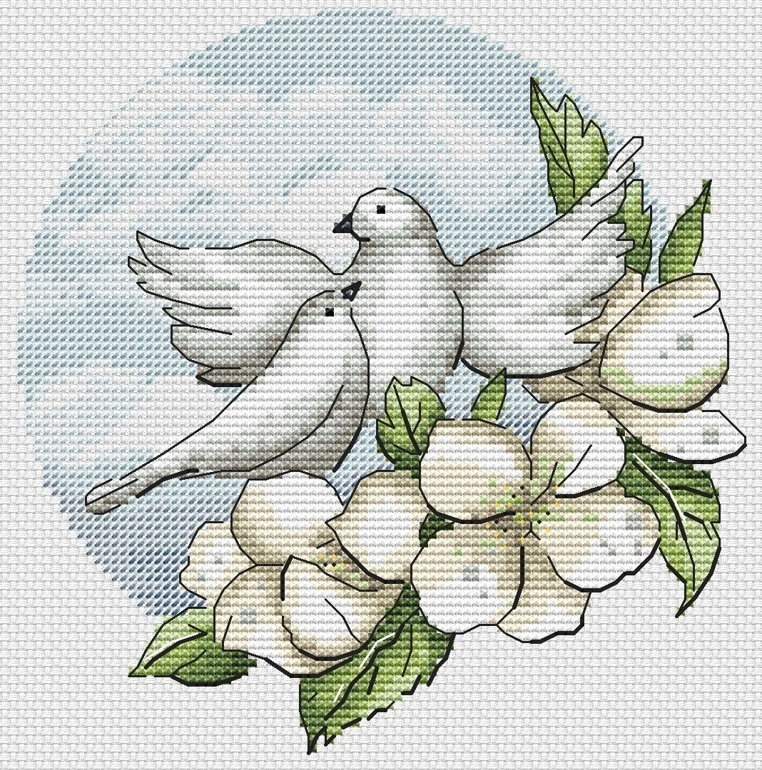 Spring Song. Doves Cross Stitch Pattern фото 1