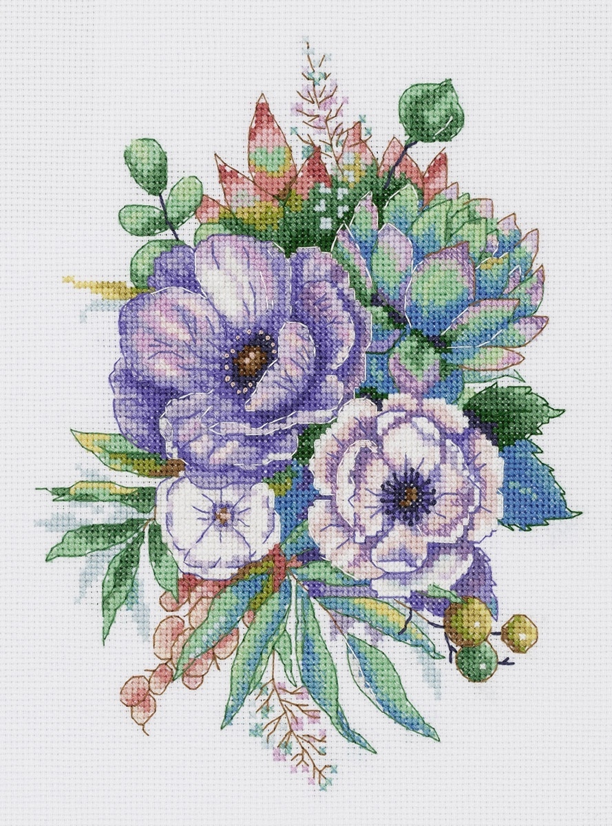 Anemones and Succulents Cross Stitch Kit фото 1