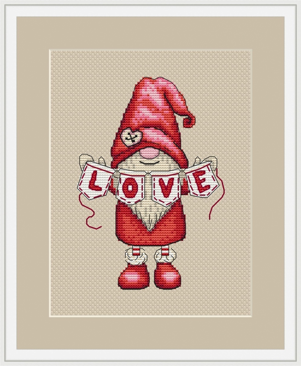 Valentine Gnome Cross Stitch Pattern фото 2
