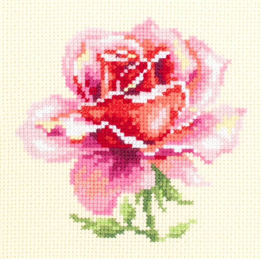 Pink Rose Cross Stitch Kit фото 1