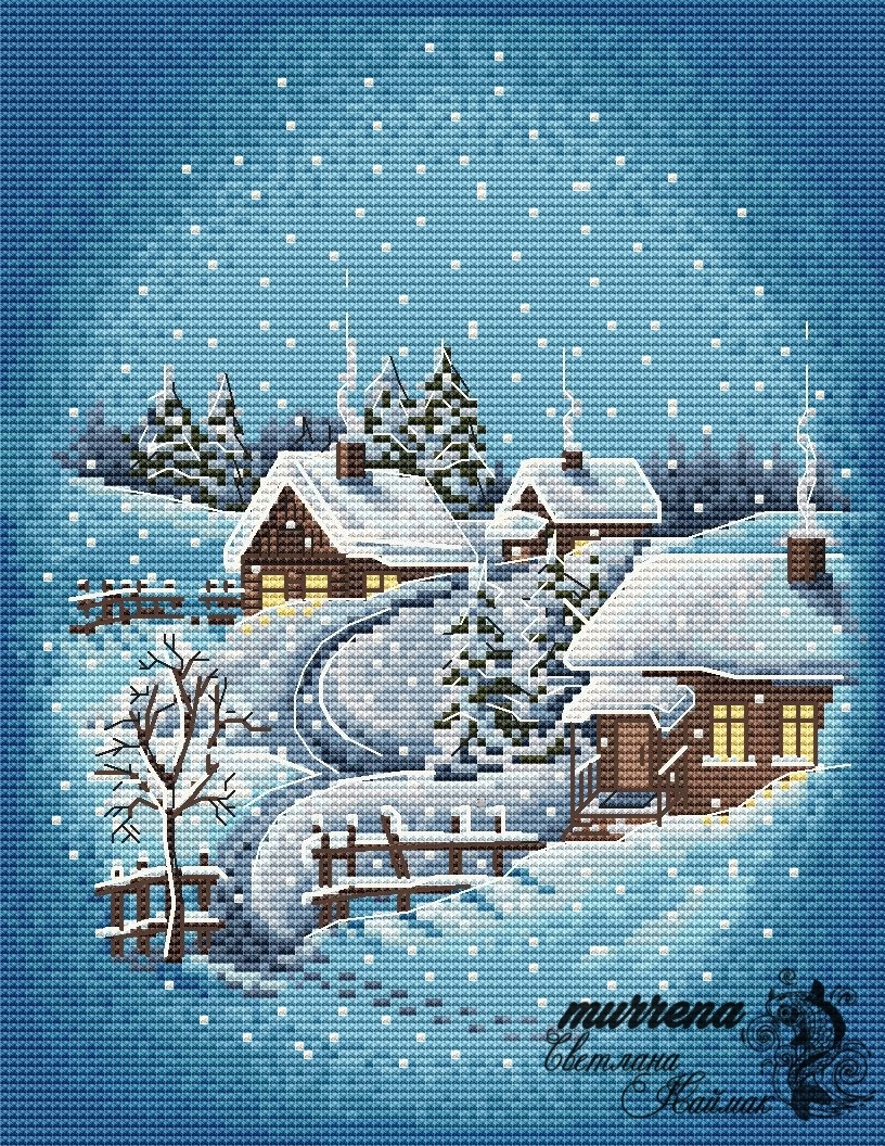 Winter Evening Cross Stitch Chart фото 1