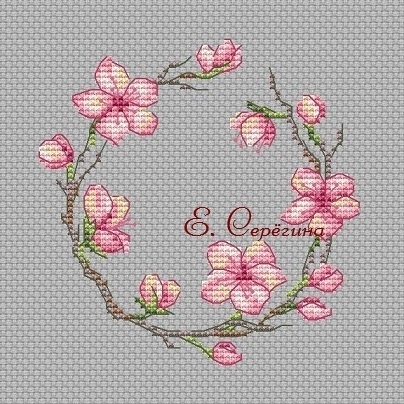 Sakura Wreath Cross Stitch Pattern фото 3