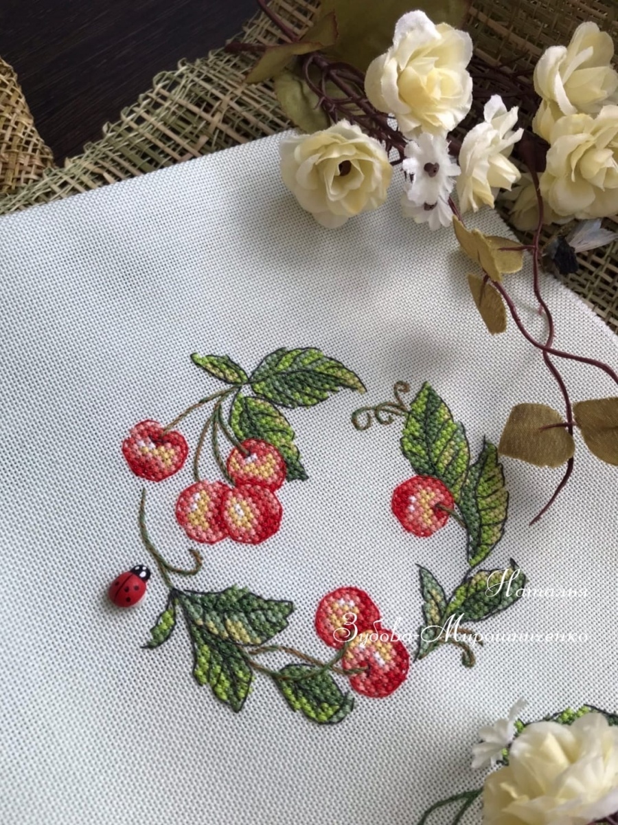 Cherry Wreath Cross Stitch Chart фото 5