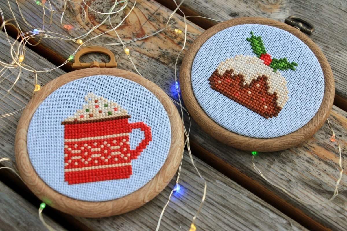Cocoa Mug and Pudding Cross Stitch Pattern фото 1