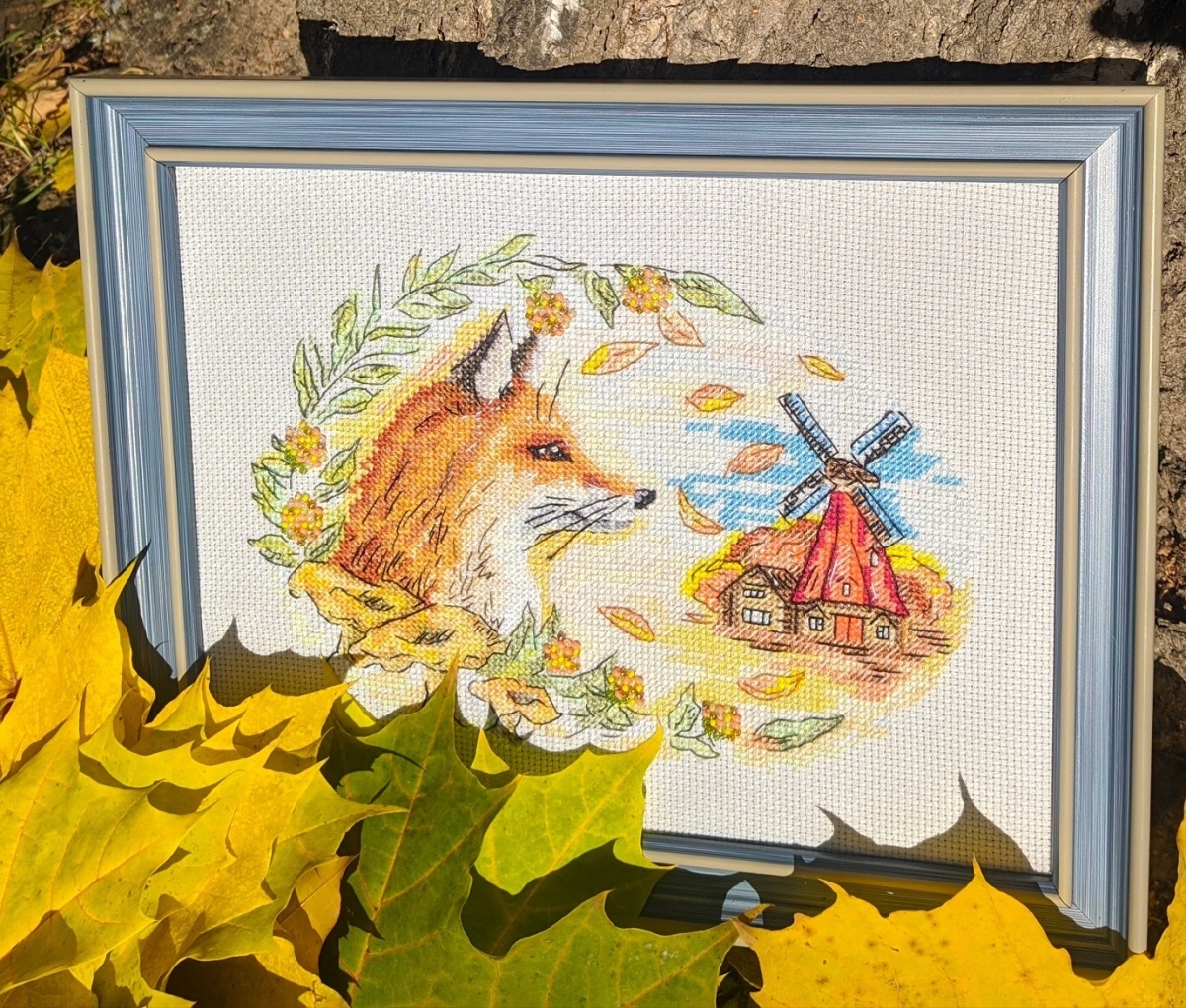 Autumn Fox and Windmill Cross Stitch Pattern фото 12