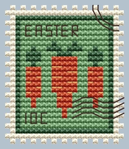 Easter Carrot Postage Stamp Cross Stitch Pattern фото 1