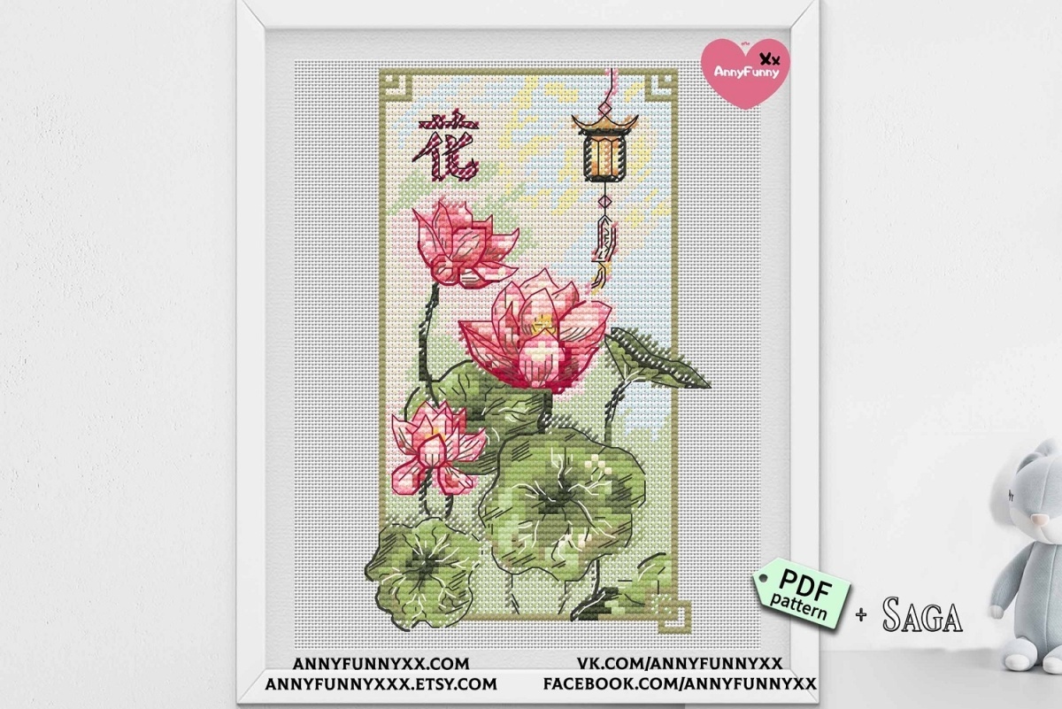 Flowers of the East. Lotus Cross Stitch Pattern фото 10