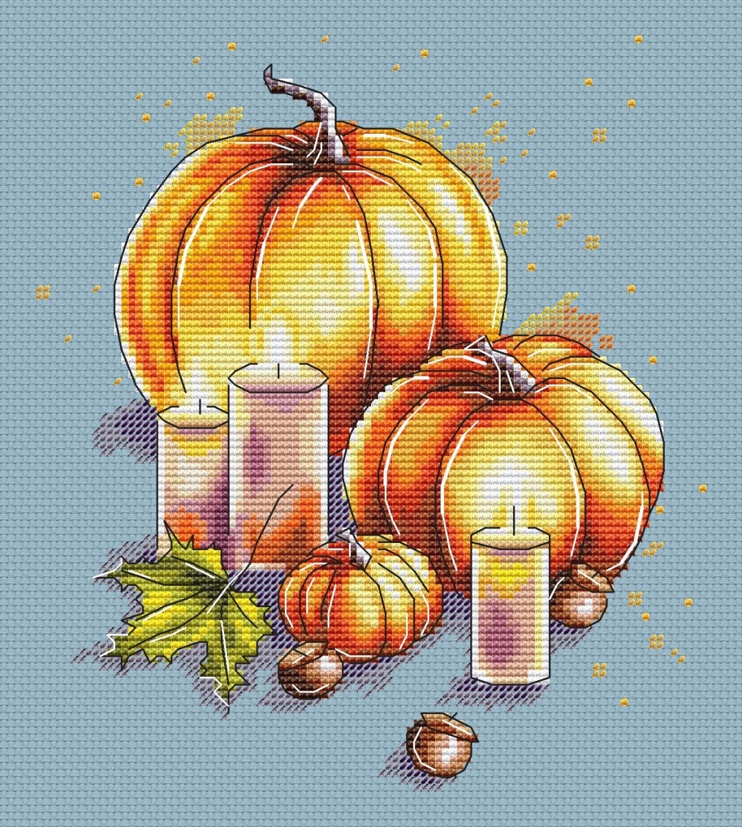Pumpkins and Candles Cross Stitch Pattern фото 2