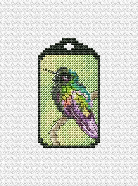 Fiery-throated Hummingbird Keychain Cross Stitch Pattern фото 1