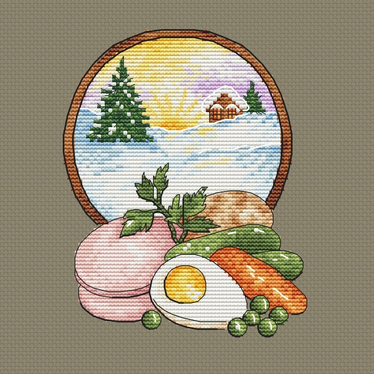 Christmas Morning Salad Cross Stitch Pattern фото 1