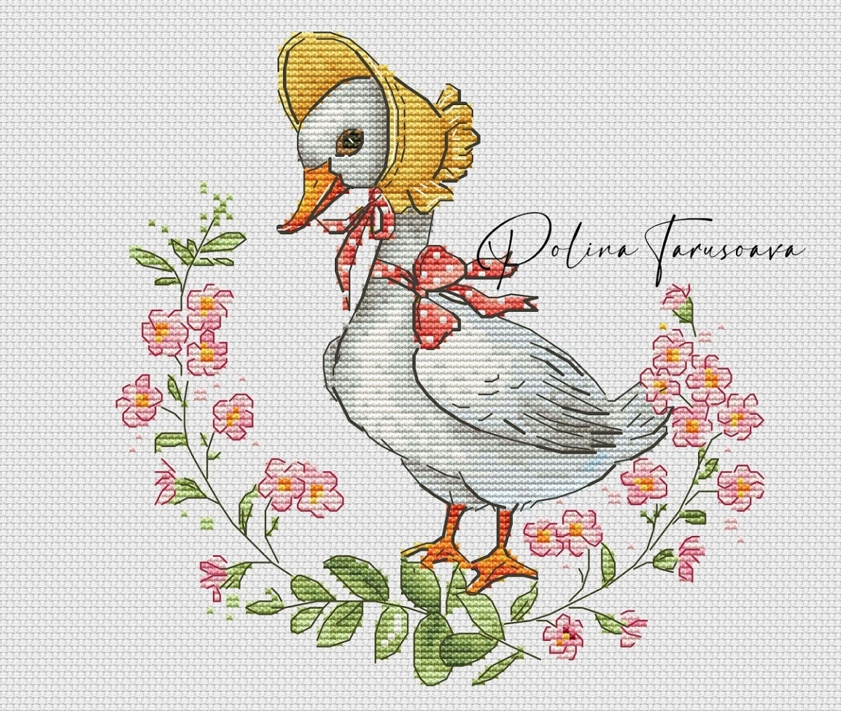 Duck in Pink Cross Stitch Pattern фото 1