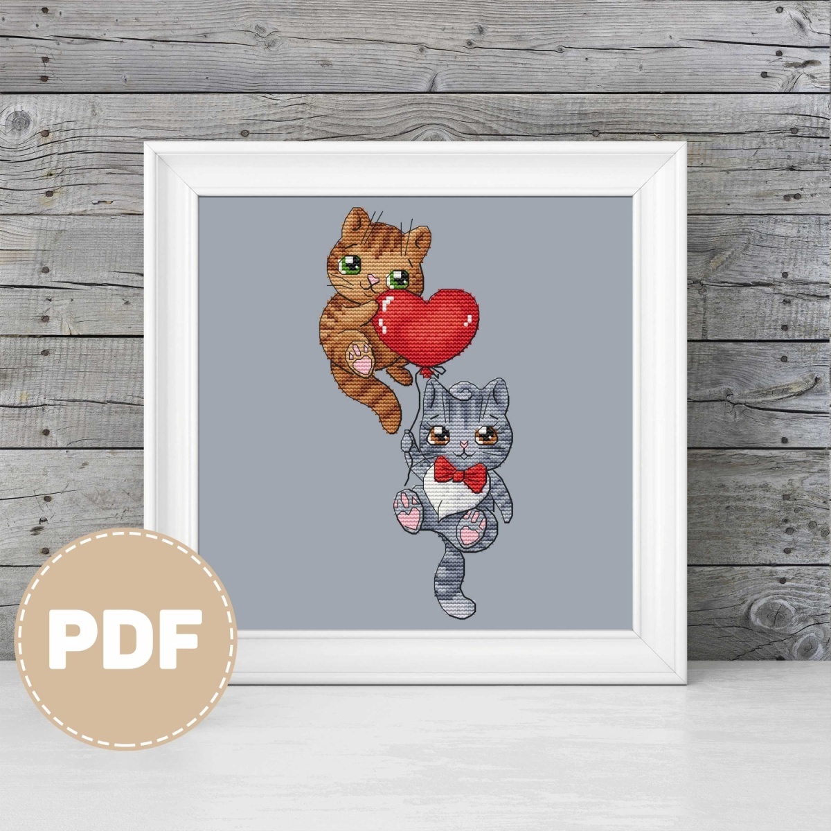 Cats with a Balloon Cross Stitch Pattern фото 5