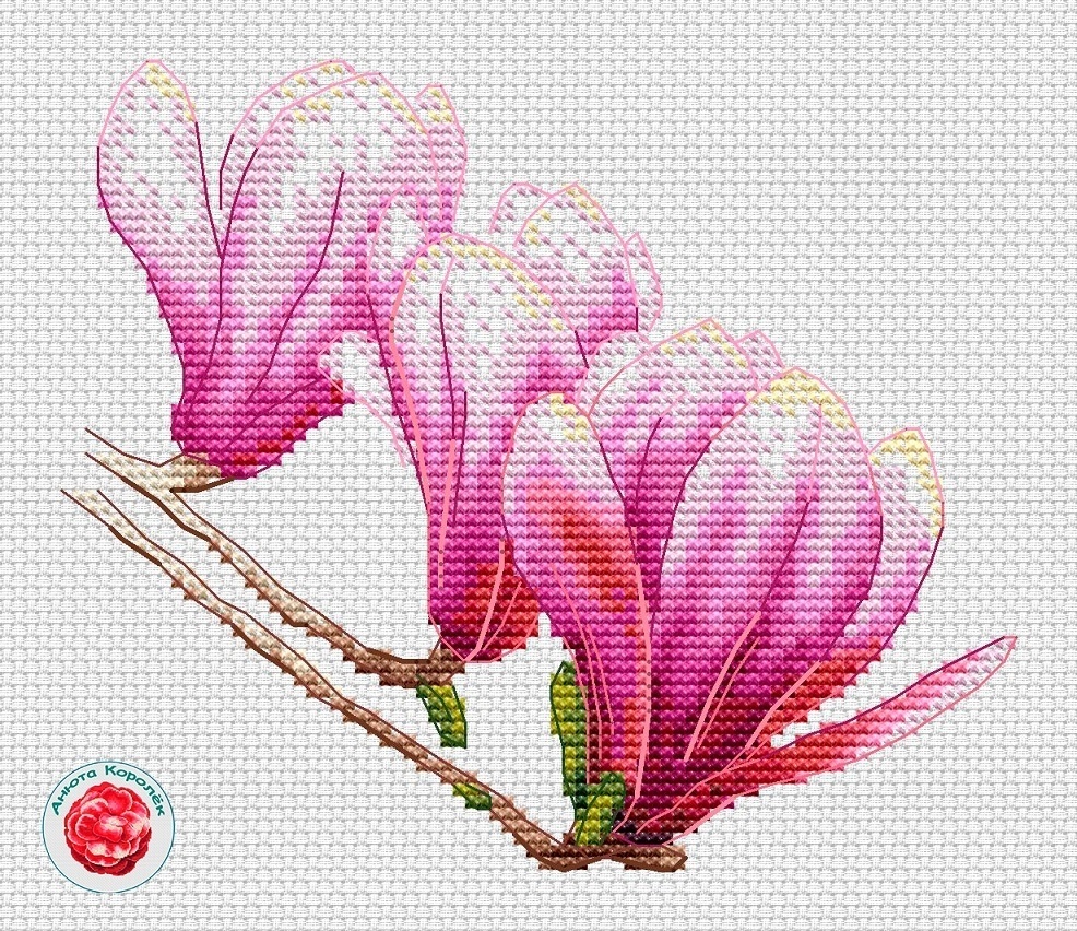 Chinese Magnolia Cross Stitch Pattern фото 1