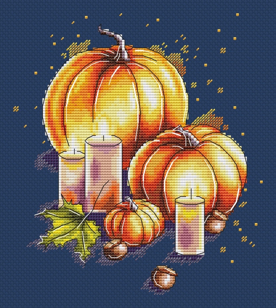 Pumpkins and Candles Cross Stitch Pattern фото 5