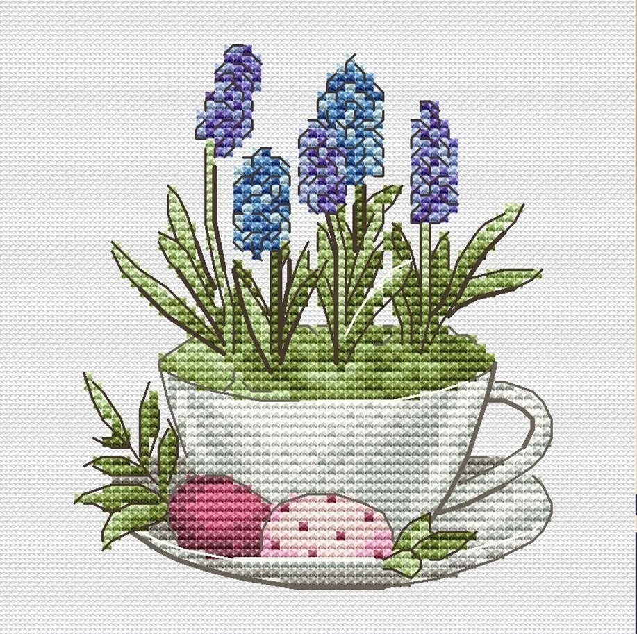 Flower Cup Cross Stitch Pattern фото 1