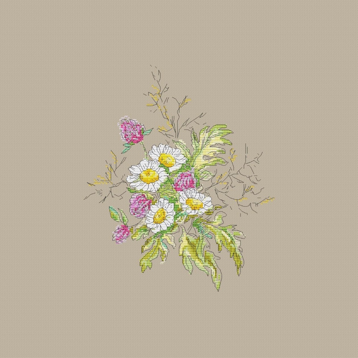 Flowers. Sketch. Clover Cross Stitch Pattern фото 1