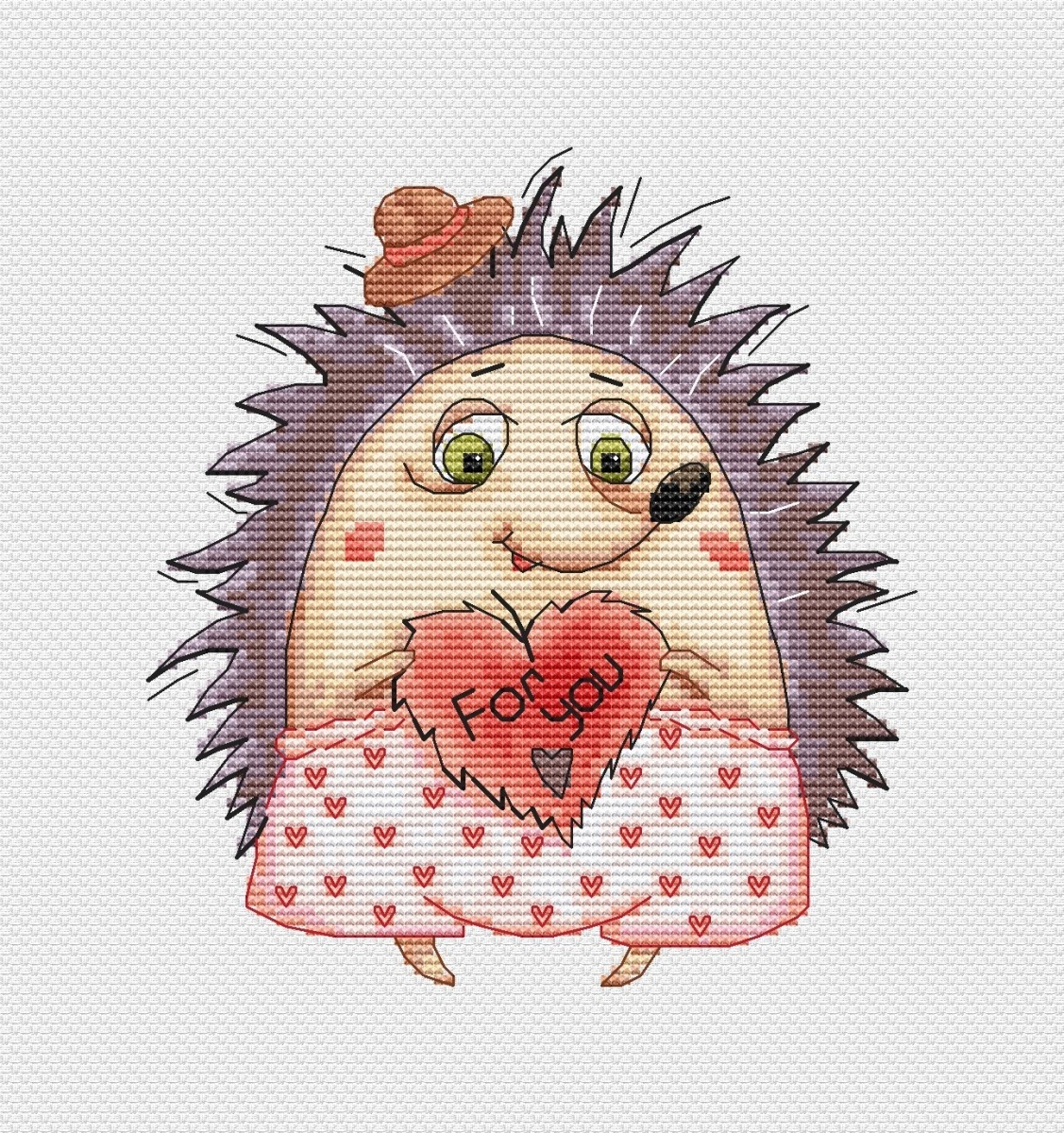 Hedgehog Valentine Cross Stitch Pattern фото 2