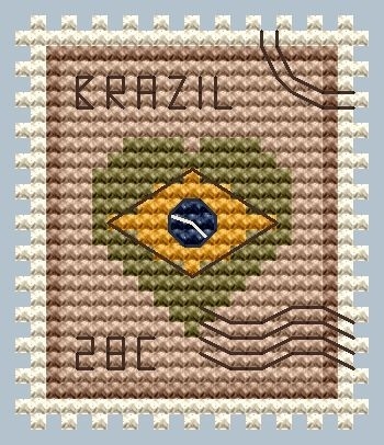 Brazil Postage Stamp Cross Stitch Pattern фото 1
