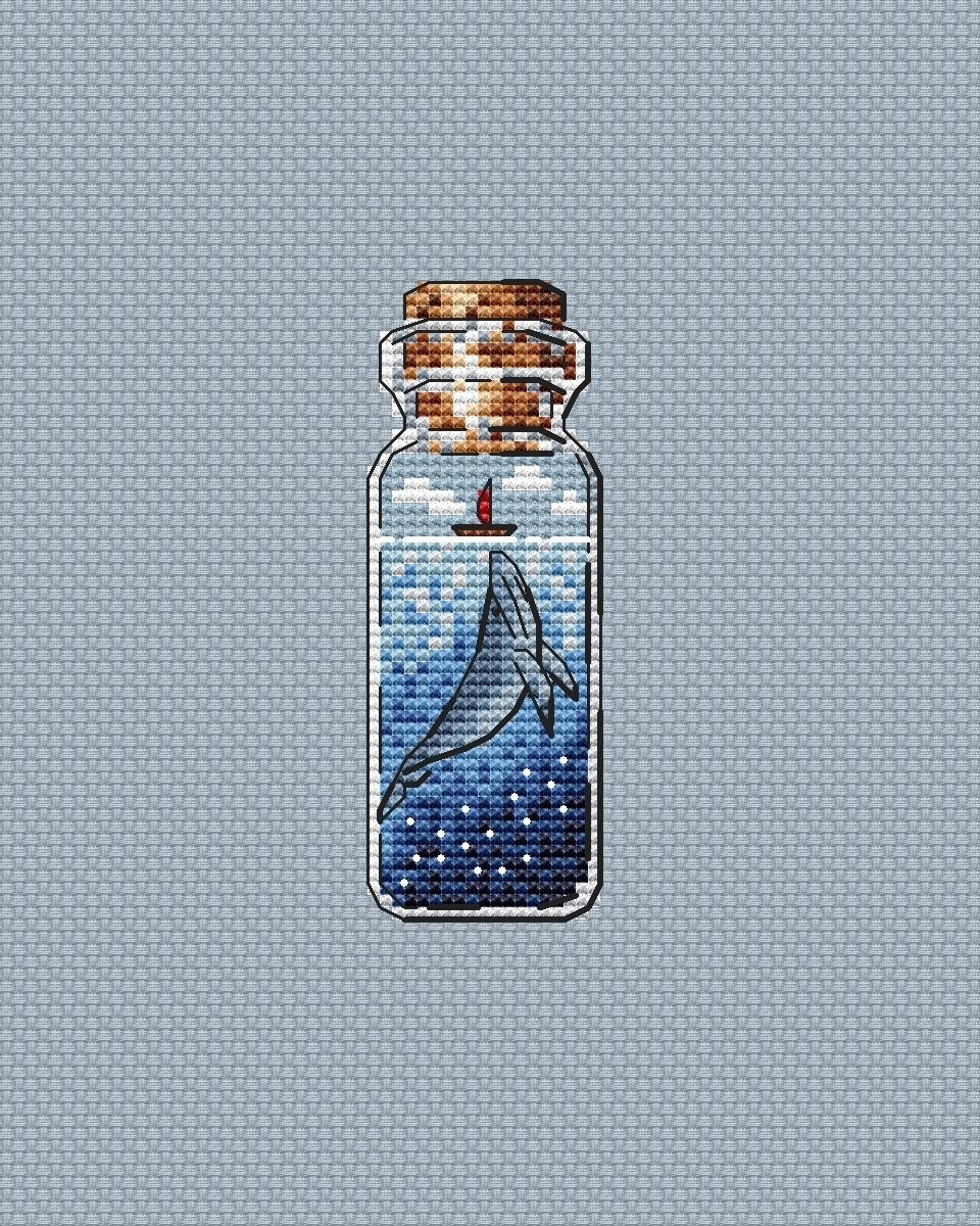 Bottles. Whale Cross Stitch Pattern фото 1