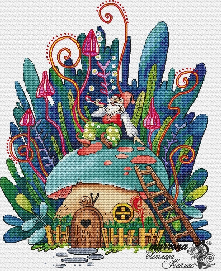 Forest Gnome Cross Stitch Pattern фото 1
