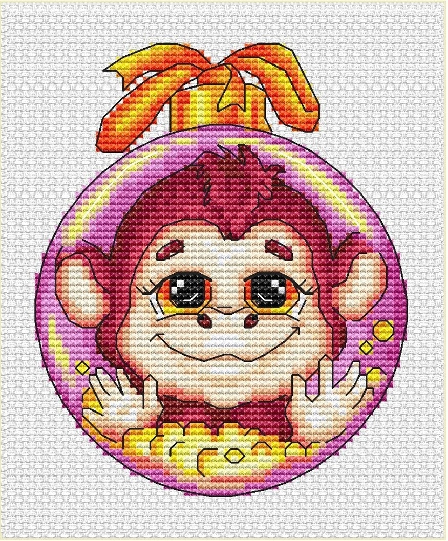 Christmas Monkey Cross Stitch Pattern фото 1