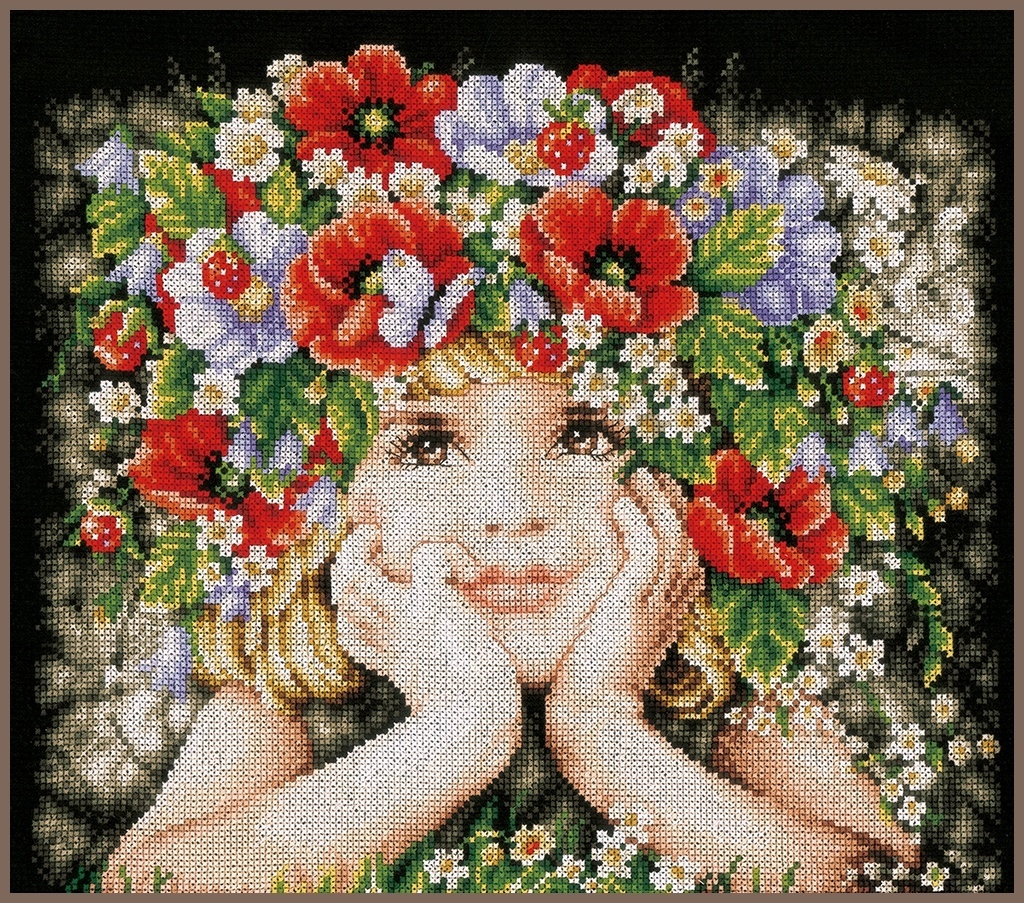 Girl With Flowers Cross Stitch Kit фото 1