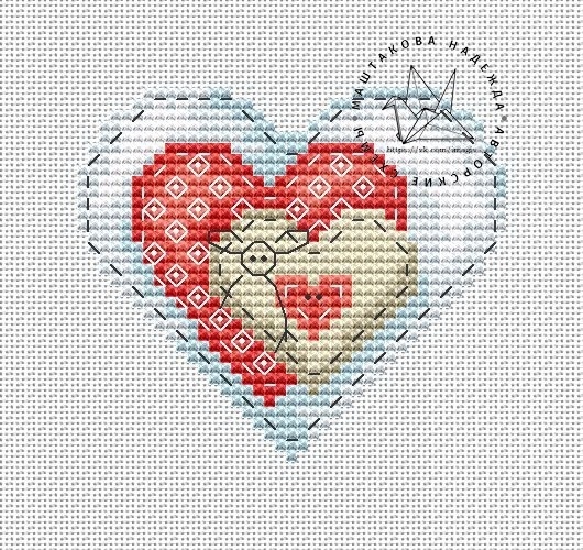 Three Hearts Cross Stitch Pattern фото 1