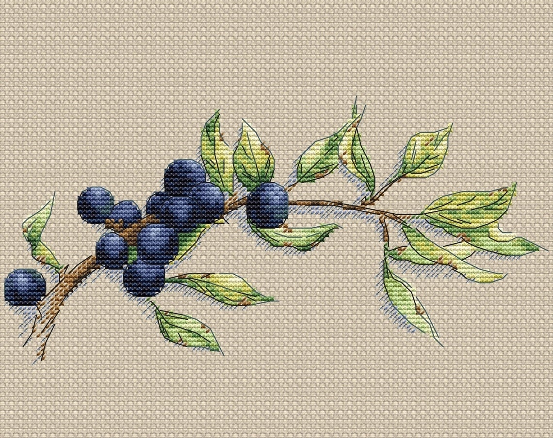 Blueberry Cross Stitch Chart фото 1
