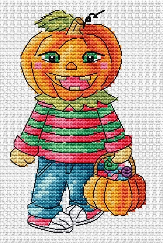 Pumpkin Costume Cross Stitch Pattern фото 1
