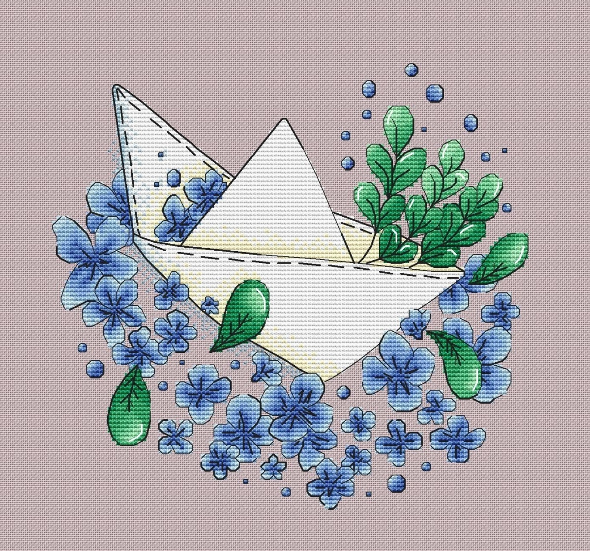 Spring Boat Cross Stitch Pattern фото 2