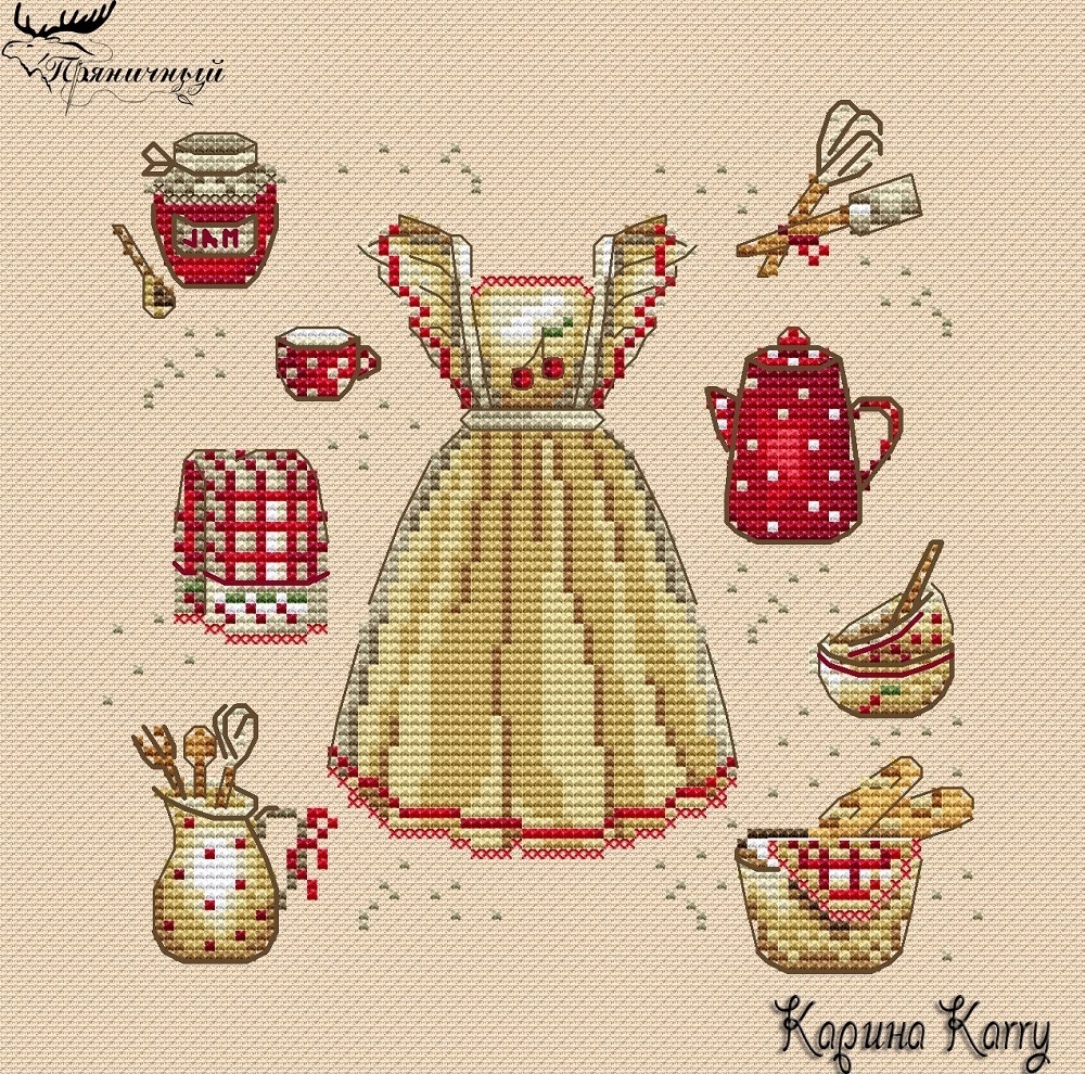 The Kitchen Stories. Cherry Cross Stitch Pattern фото 1