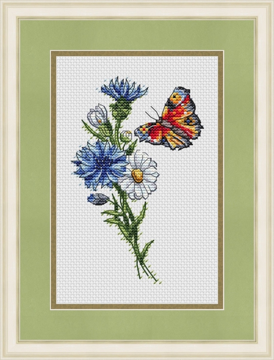 Wildflowers and Butterfly Cross Stitch Pattern фото 2
