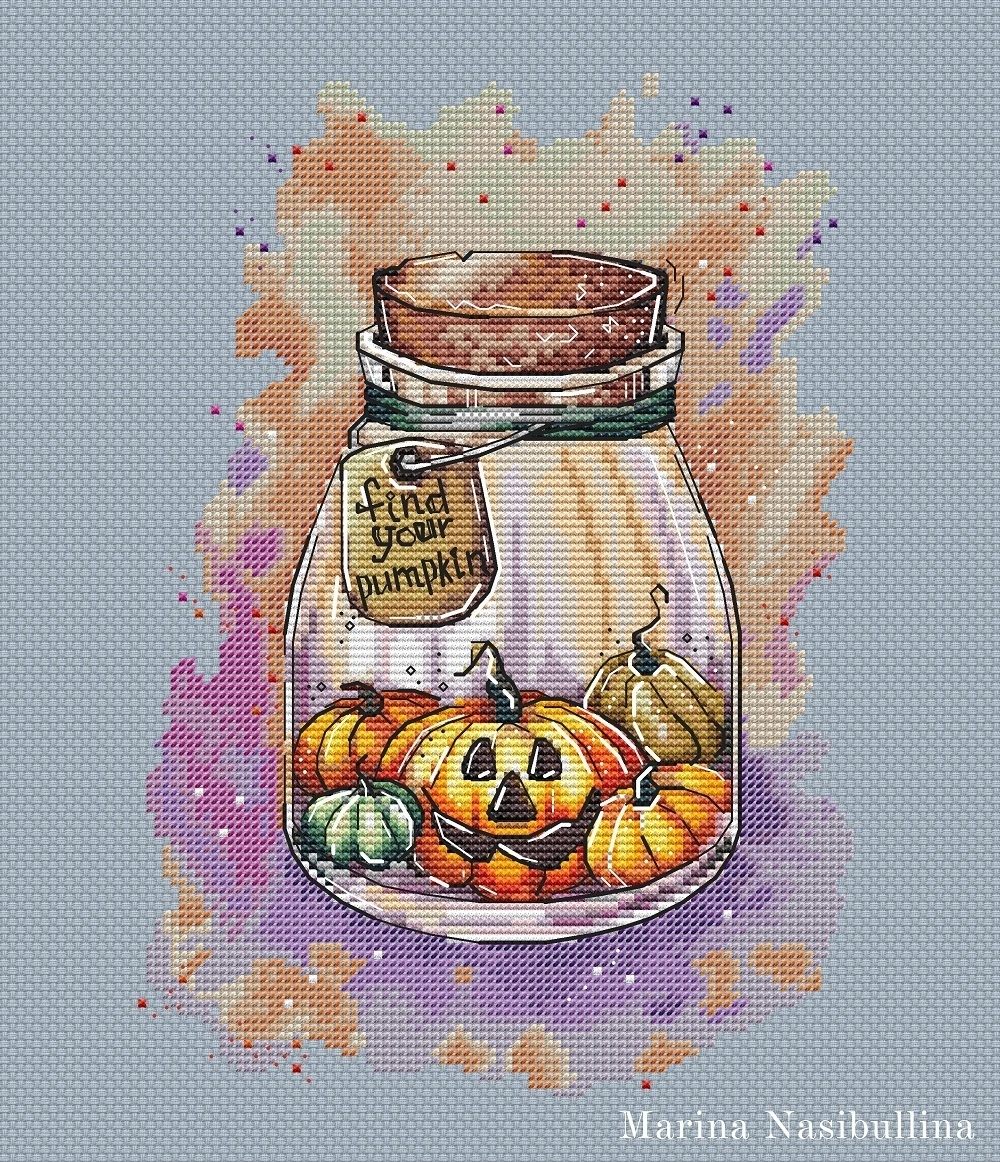 Jar of Pumpkins Cross Stitch Pattern фото 2