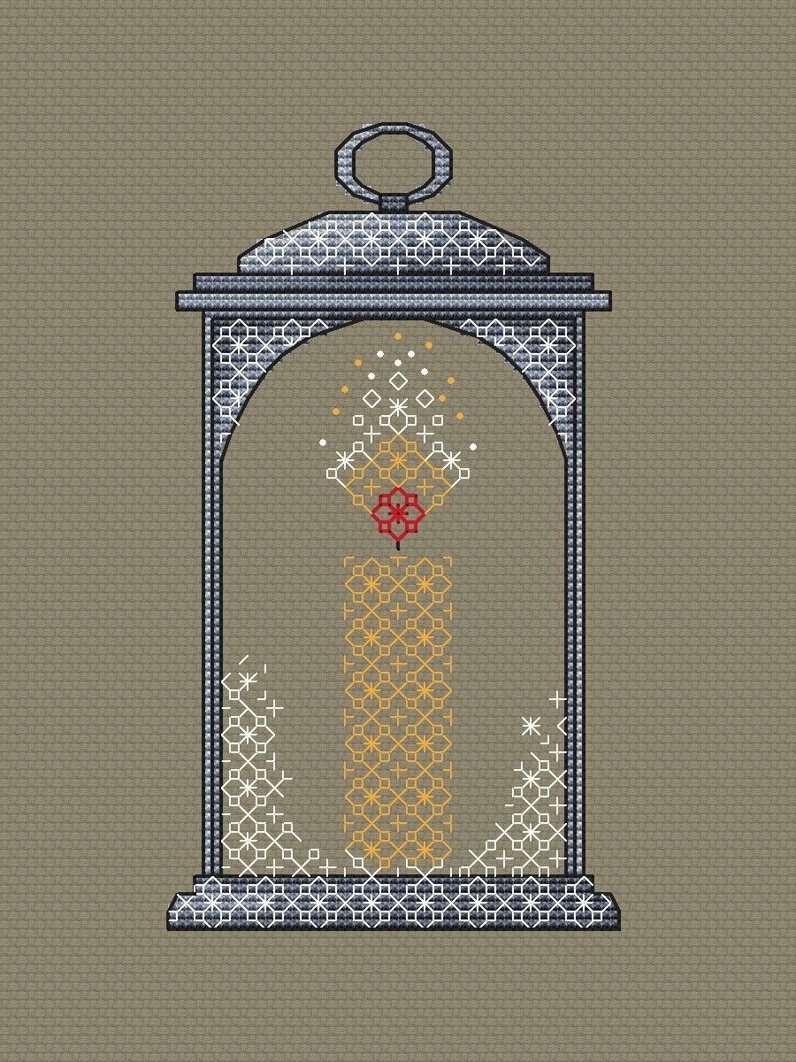 Lantern with Candle Cross Stitch Pattern фото 1