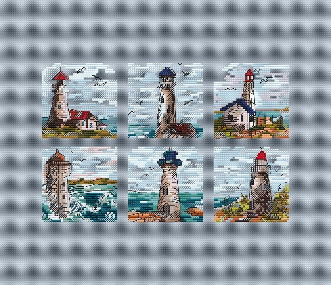 Lighthouse Miniatures Set Cross Stitch Pattern фото 5
