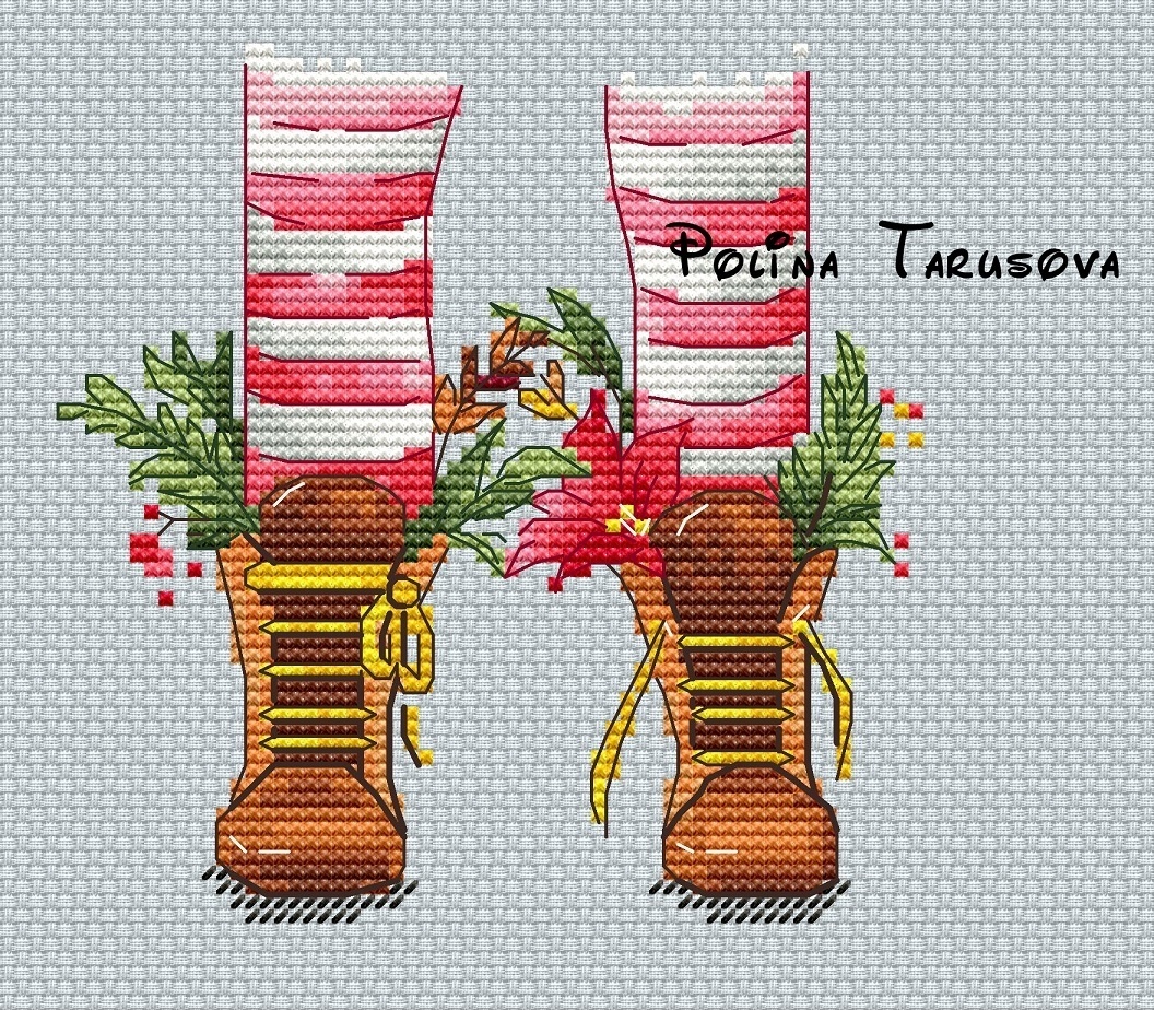 Christmas Shoes Cross Stitch Pattern фото 1