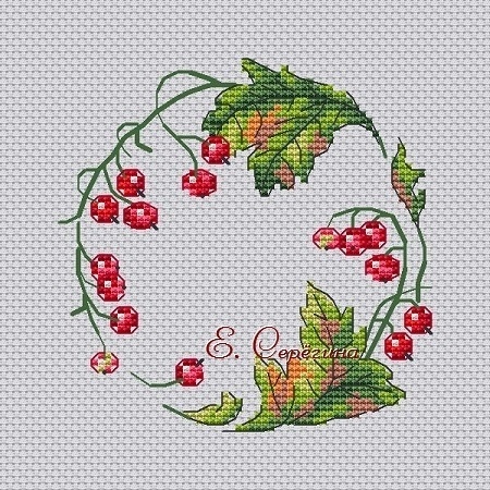 Currant Wreath Cross Stitch Pattern фото 4