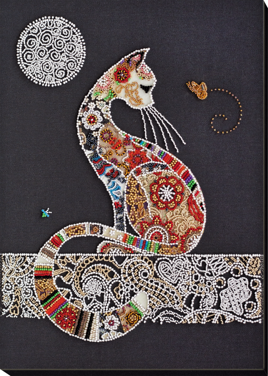 Cat and Moth Bead Embroidery Kit фото 1