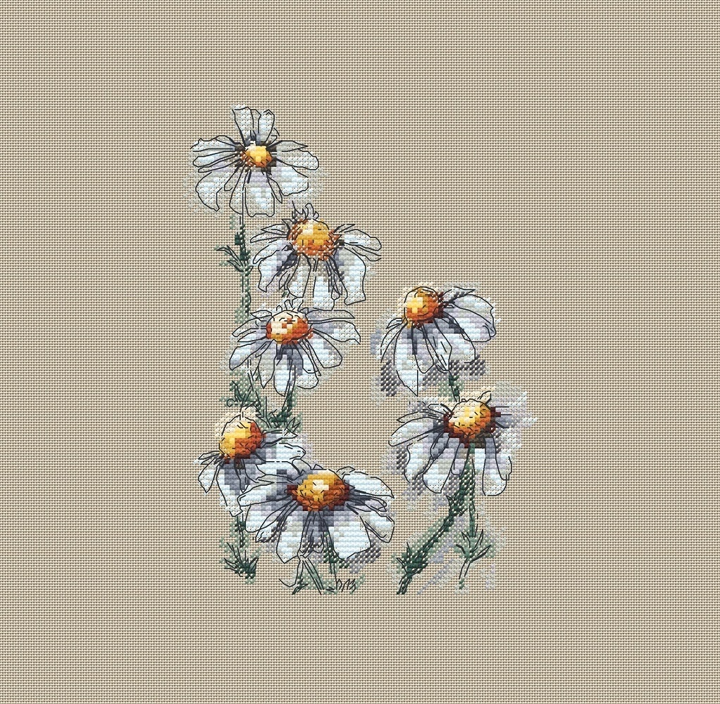 Chamomile Flowers Cross Stitch Pattern фото 2