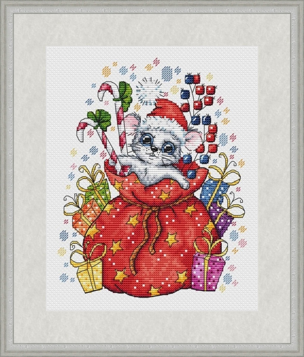 Cute Christmas Mouse Cross Stitch Pattern фото 1