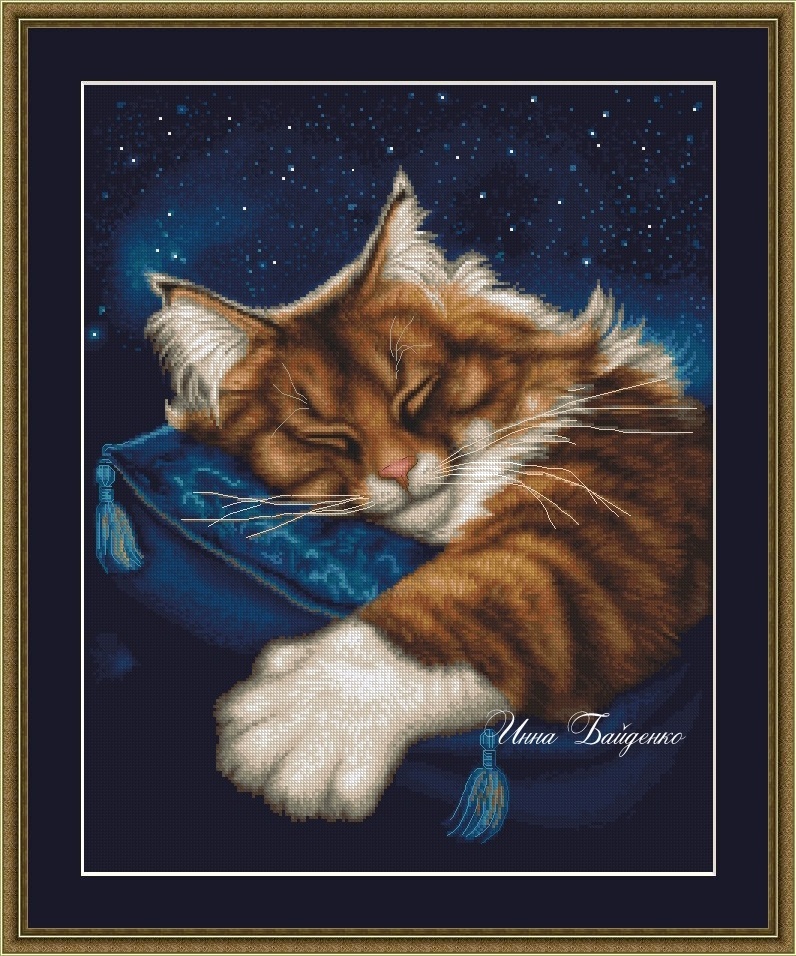 Sleeping Cat Cross Stitch Chart фото 1