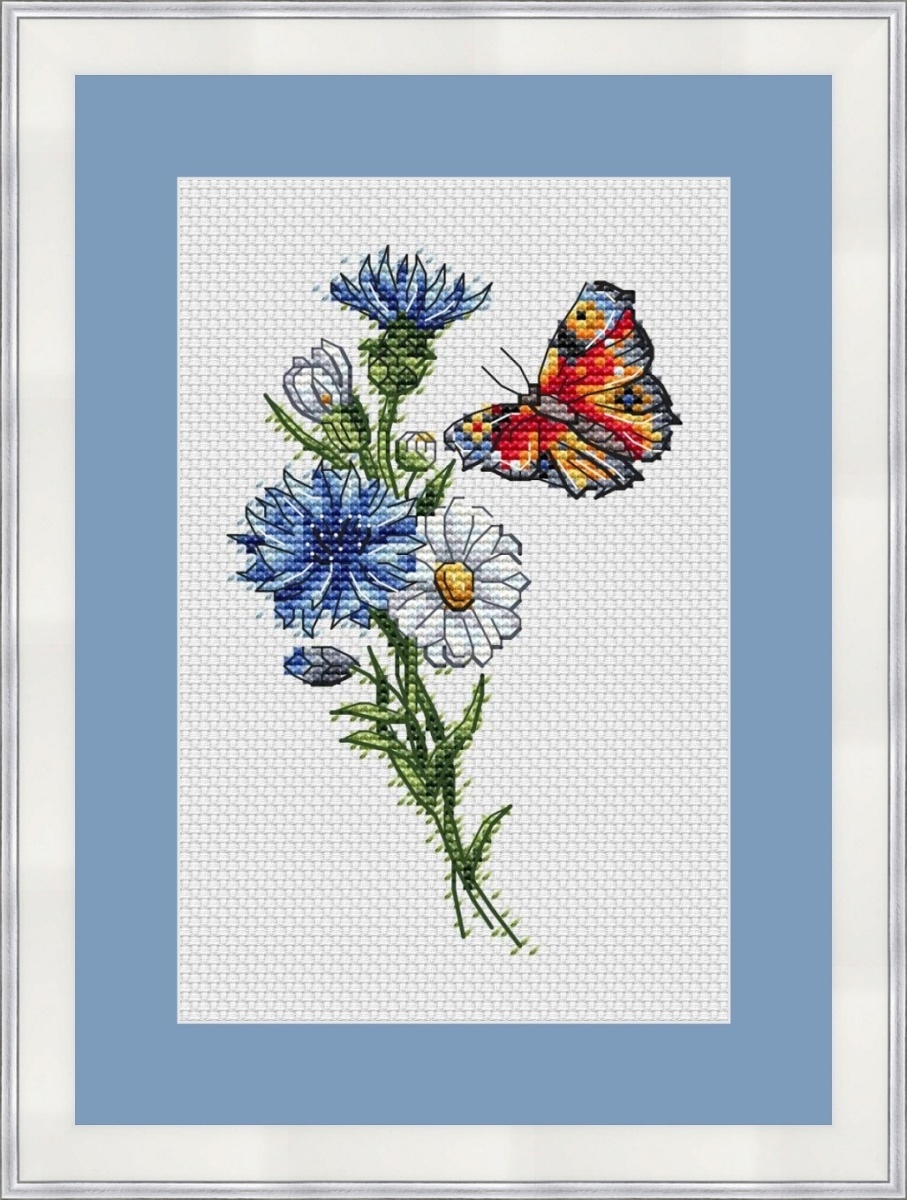 Wildflowers and Butterfly Cross Stitch Pattern фото 3