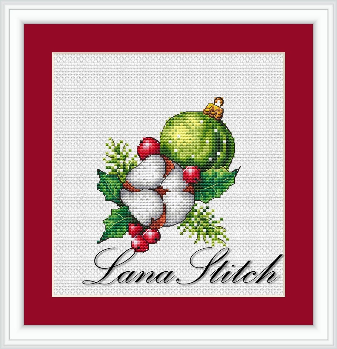 Christmas Tree Decoration. Green Bauble Cross Stitch Pattern фото 1
